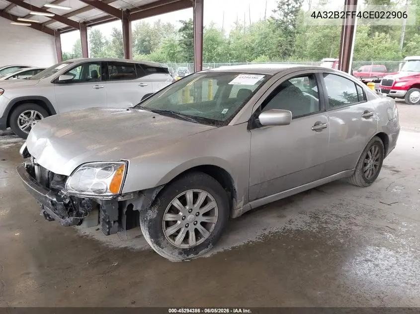 2012 Mitsubishi Galant Fe VIN: 4A32B2FF4CE022906 Lot: 45294386