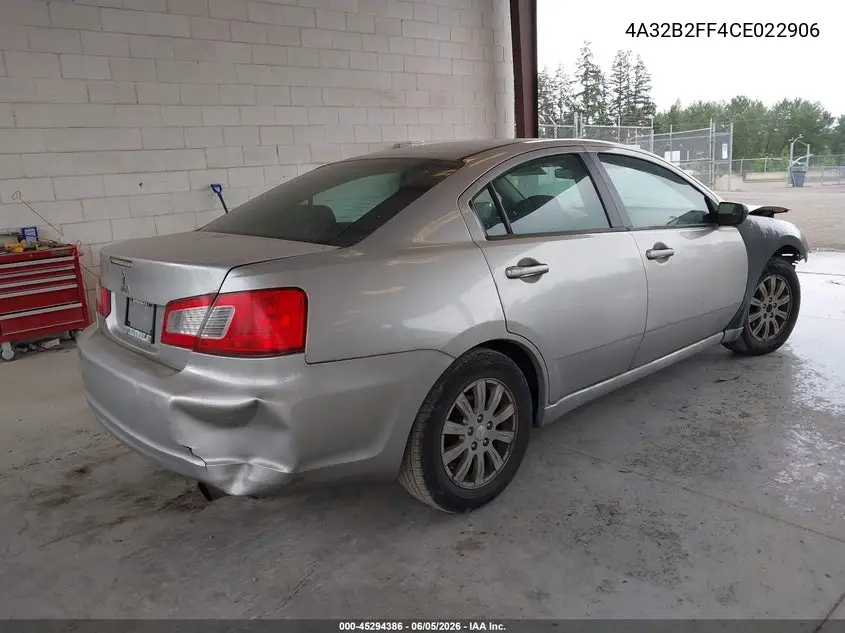 2012 Mitsubishi Galant Fe VIN: 4A32B2FF4CE022906 Lot: 45294386