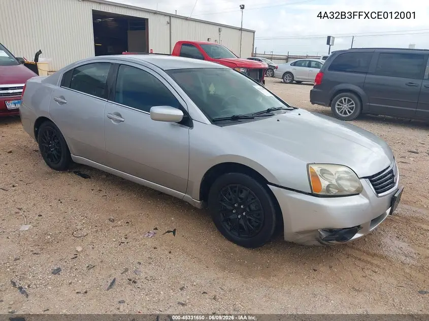2012 Mitsubishi Galant Es/Se VIN: 4A32B3FFXCE012001 Lot: 45331650