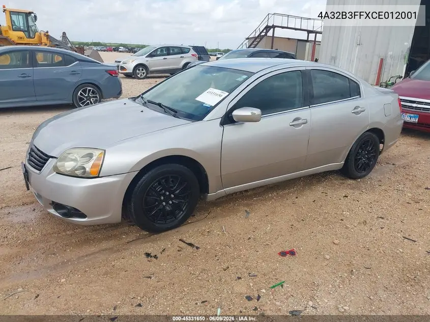 2012 Mitsubishi Galant Es/Se VIN: 4A32B3FFXCE012001 Lot: 45331650