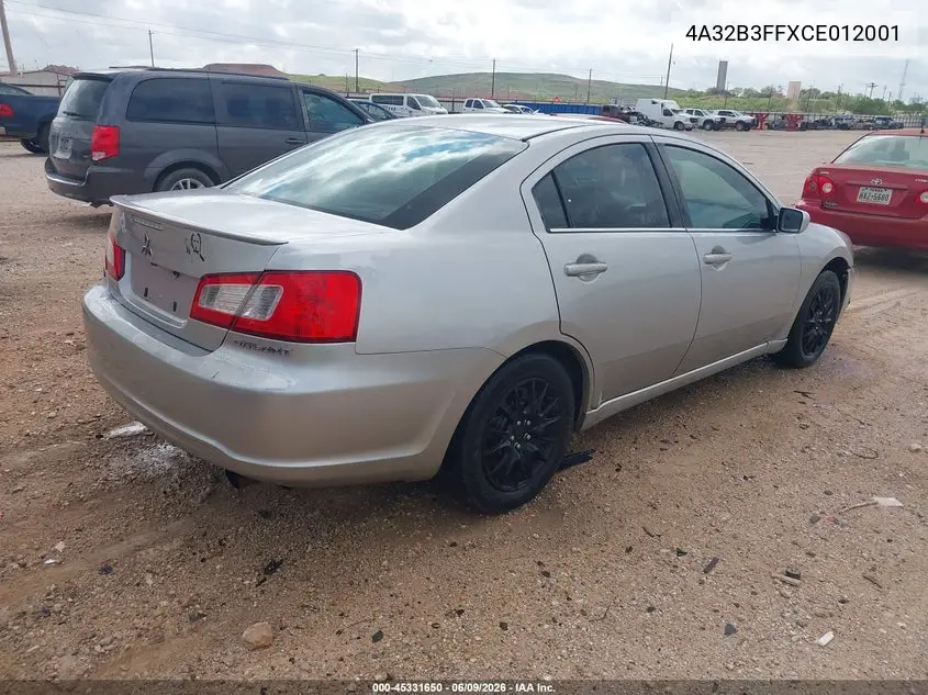 2012 Mitsubishi Galant Es/Se VIN: 4A32B3FFXCE012001 Lot: 45331650