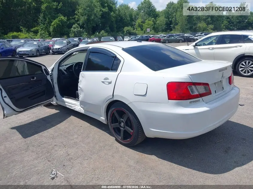 2012 Mitsubishi Galant Es/Se VIN: 4A32B3FF0CE021208 Lot: 45580999