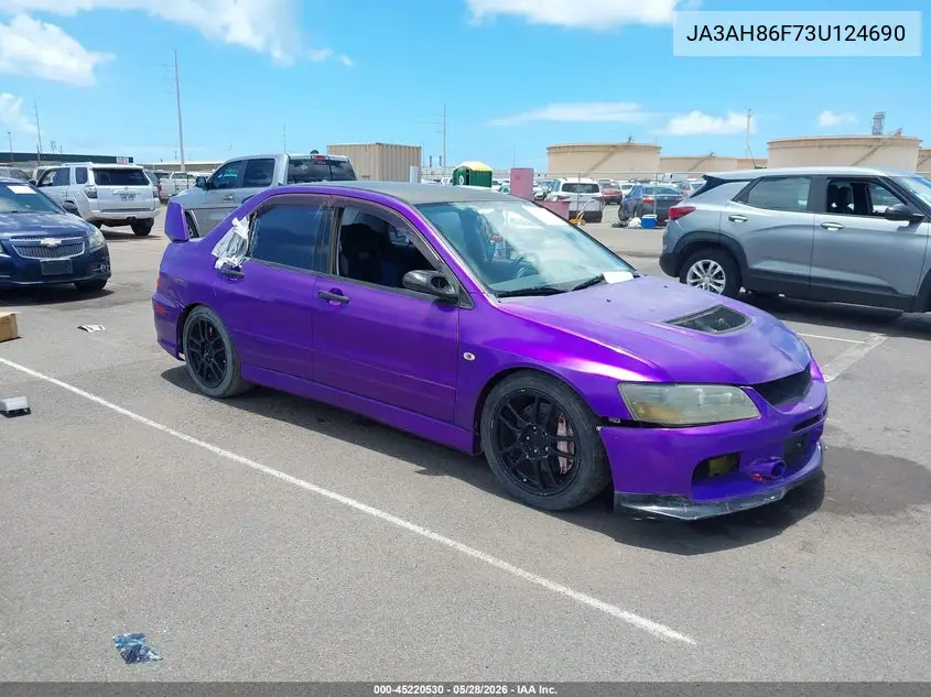 2003 Mitsubishi Lancer Evolution VIN: JA3AH86F73U124690 Lot: 45220530