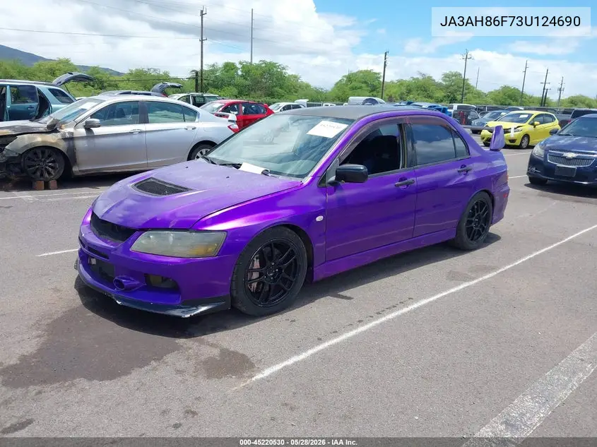 2003 Mitsubishi Lancer Evolution VIN: JA3AH86F73U124690 Lot: 45220530