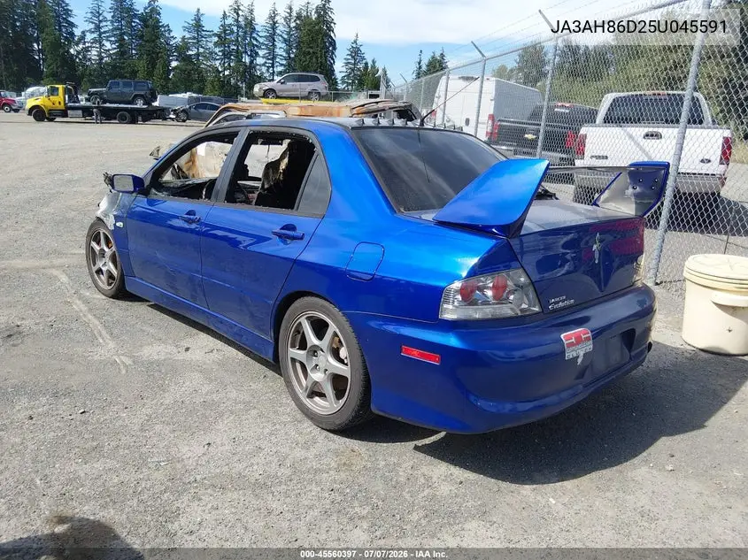 2005 Mitsubishi Lancer Evolution Mr/Viii VIN: JA3AH86D25U045591 Lot: 45560397