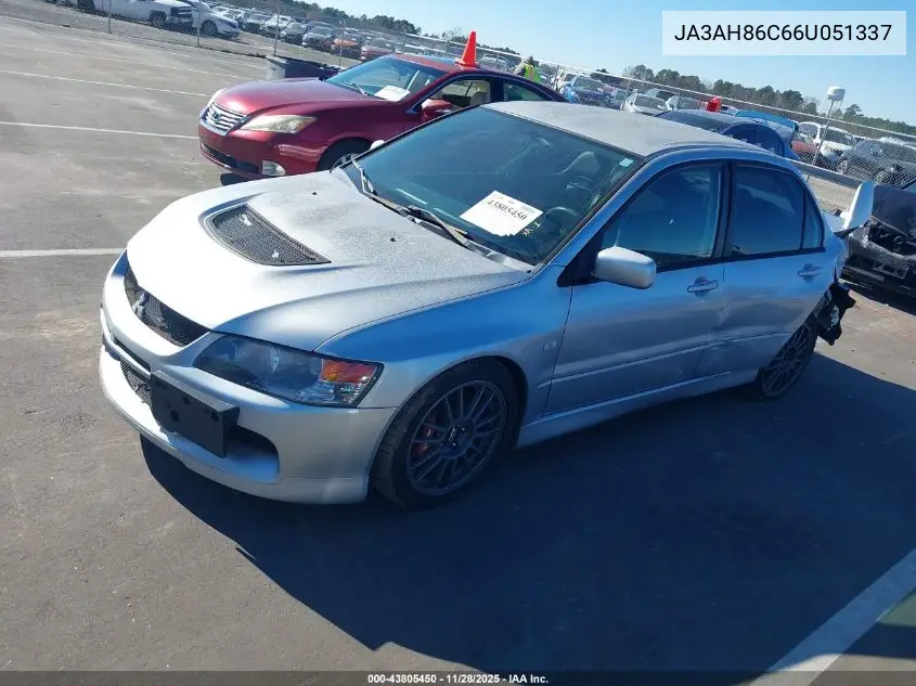 2006 Mitsubishi Lancer Evolution Ix/Mr VIN: JA3AH86C66U051337 Lot: 43805450
