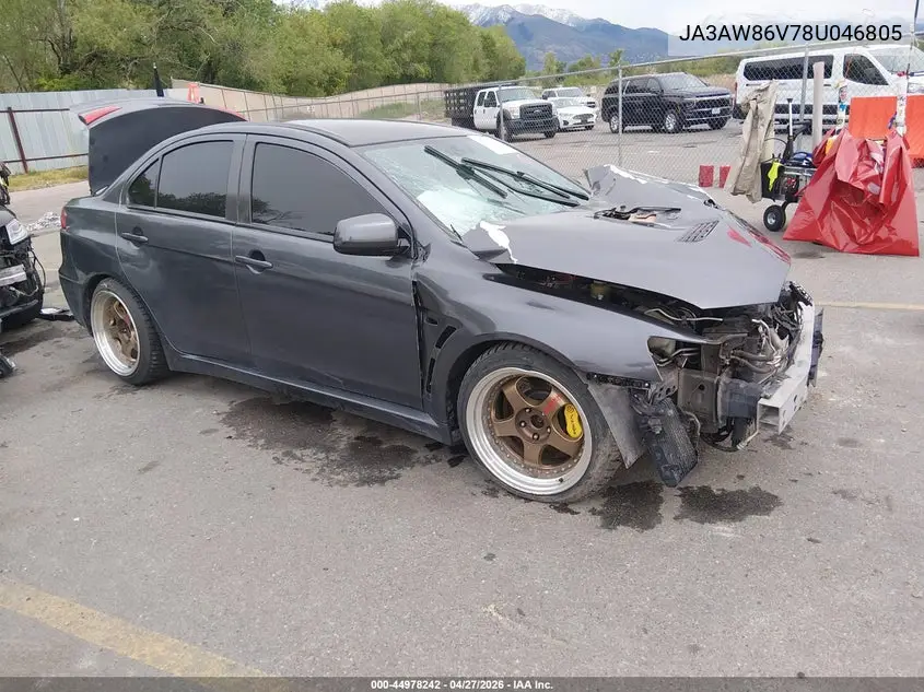 2008 Mitsubishi Lancer Evolution Gsr VIN: JA3AW86V78U046805 Lot: 44978242