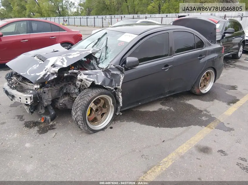 2008 Mitsubishi Lancer Evolution Gsr VIN: JA3AW86V78U046805 Lot: 44978242