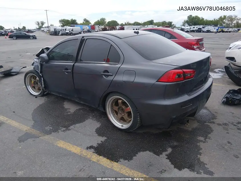 2008 Mitsubishi Lancer Evolution Gsr VIN: JA3AW86V78U046805 Lot: 44978242