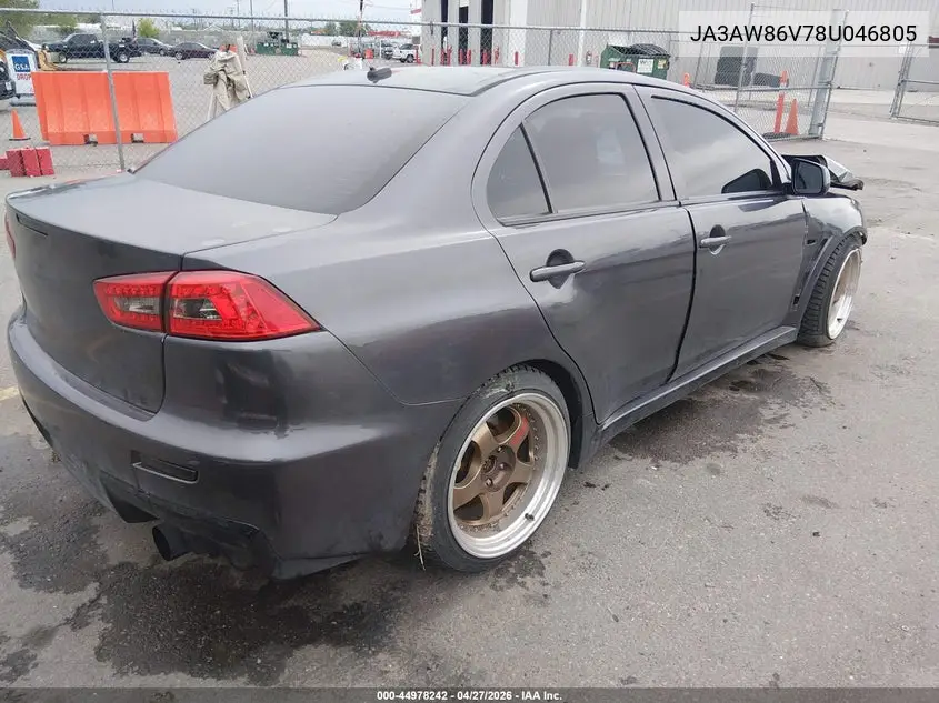 2008 Mitsubishi Lancer Evolution Gsr VIN: JA3AW86V78U046805 Lot: 44978242