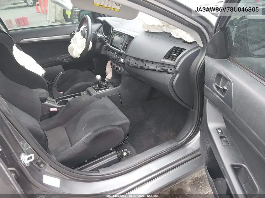 2008 Mitsubishi Lancer Evolution Gsr VIN: JA3AW86V78U046805 Lot: 44978242