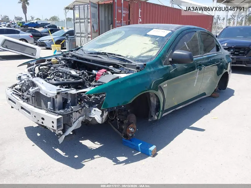 2008 Mitsubishi Lancer Evolution Gsr VIN: JA3AW86VX8U048791 Lot: 45117317