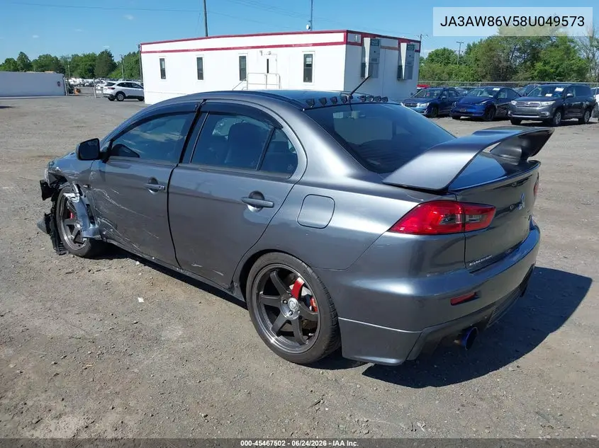 2008 Mitsubishi Lancer Evolution Gsr VIN: JA3AW86V58U049573 Lot: 45467502