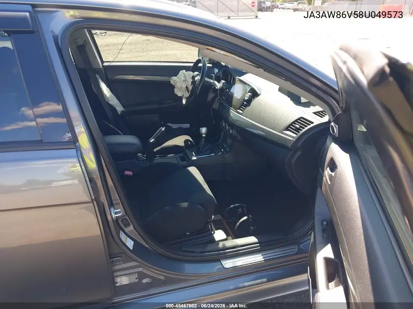 2008 Mitsubishi Lancer Evolution Gsr VIN: JA3AW86V58U049573 Lot: 45467502