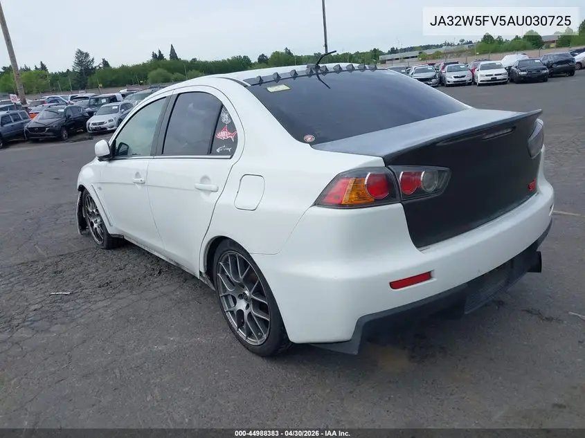 2010 Mitsubishi Lancer Evolution Mr/Mr Touring VIN: JA32W5FV5AU030725 Lot: 44988383