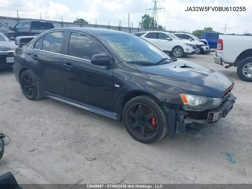 2011 Mitsubishi Lancer Evolution VIN: JA32W5FV0BU610255 Lot: 12648697