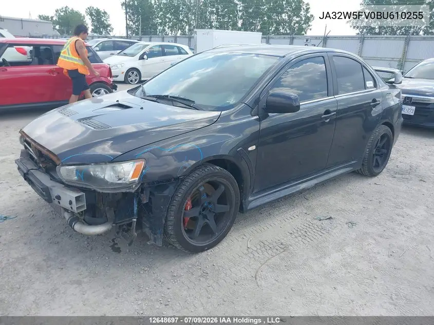 2011 Mitsubishi Lancer Evolution VIN: JA32W5FV0BU610255 Lot: 12648697