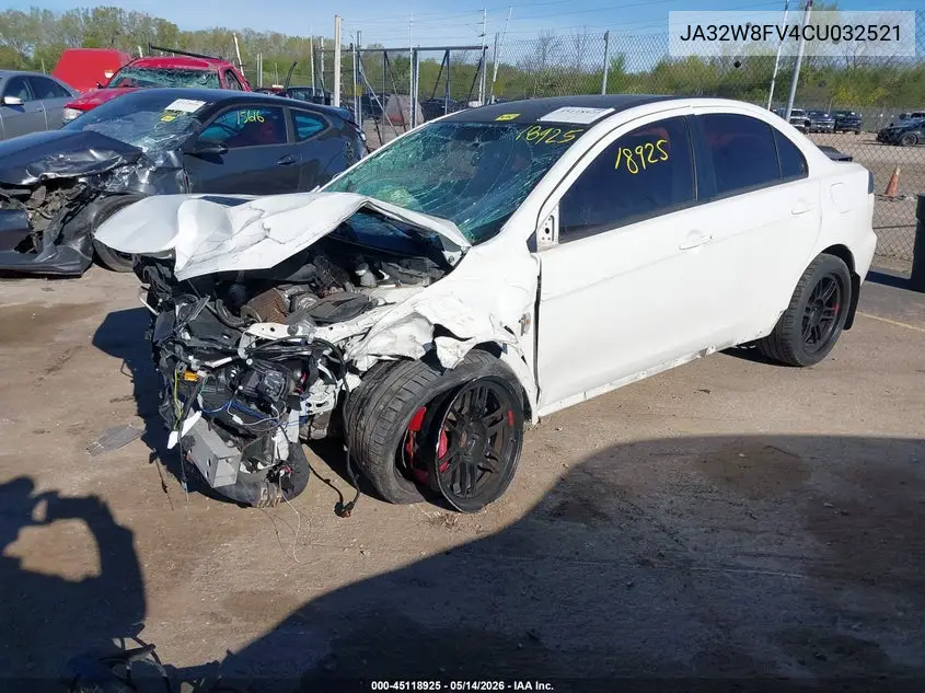 2012 Mitsubishi Lancer Evolution Gsr VIN: JA32W8FV4CU032521 Lot: 45118925