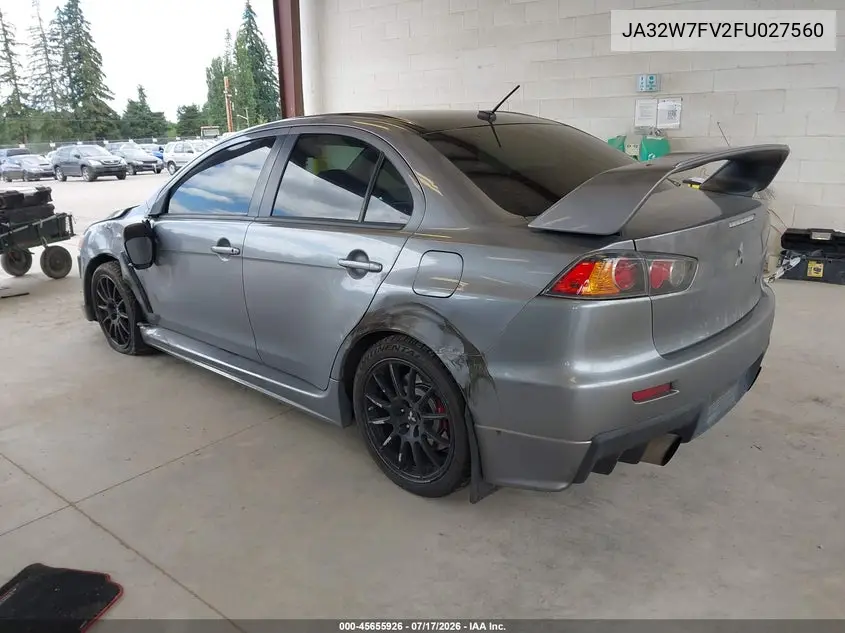 2015 Mitsubishi Lancer Evolution Final Edition VIN: JA32W7FV2FU027560 Lot: 45655926
