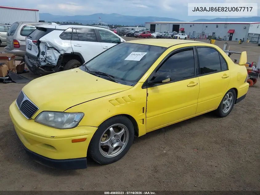 2002 Mitsubishi Lancer Oz Rally VIN: JA3AJ86E82U067717 Lot: 45655323