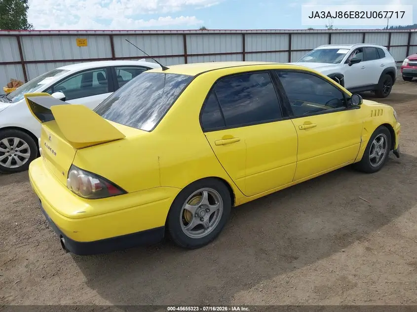 2002 Mitsubishi Lancer Oz Rally VIN: JA3AJ86E82U067717 Lot: 45655323