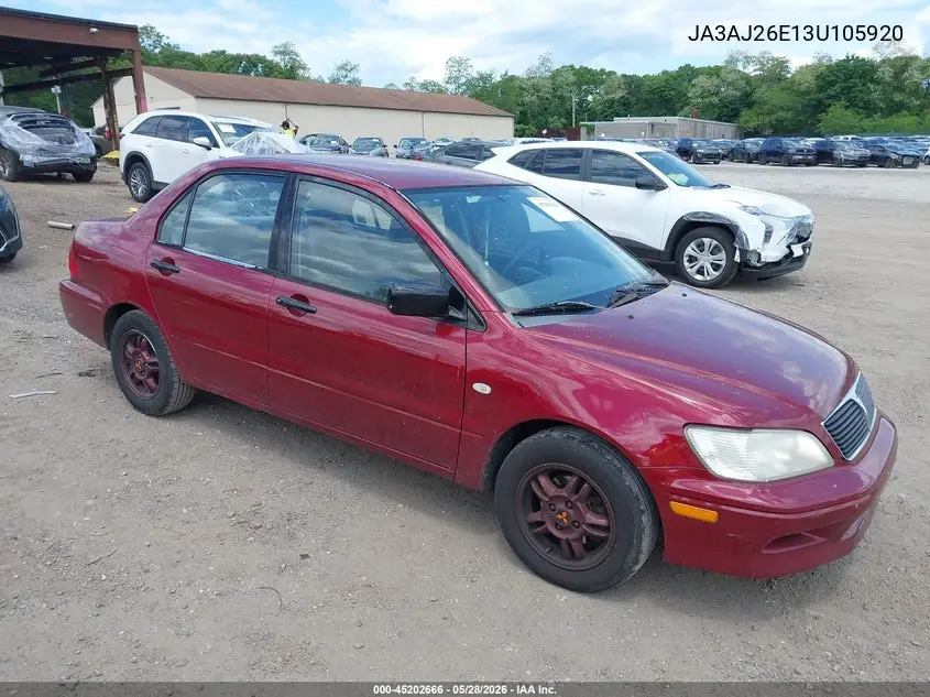 2003 Mitsubishi Lancer Es VIN: JA3AJ26E13U105920 Lot: 45202666