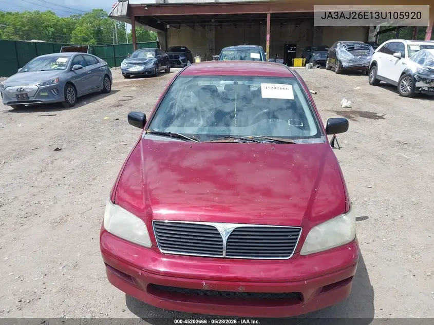 2003 Mitsubishi Lancer Es VIN: JA3AJ26E13U105920 Lot: 45202666