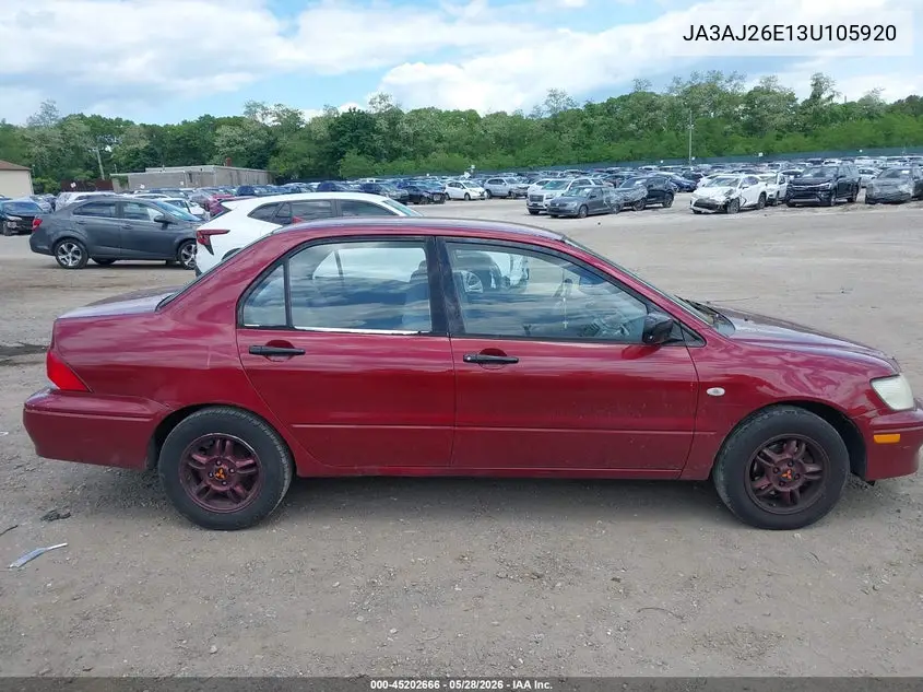2003 Mitsubishi Lancer Es VIN: JA3AJ26E13U105920 Lot: 45202666