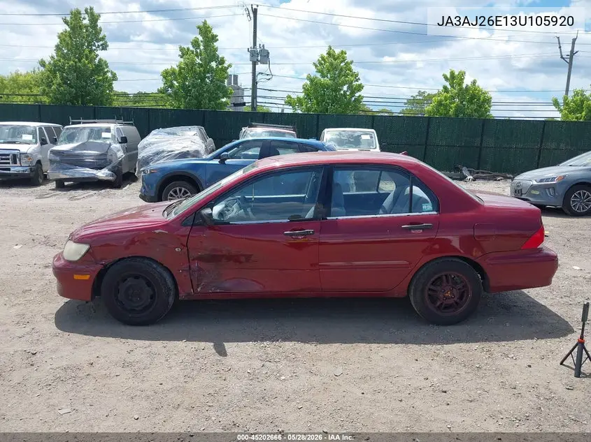 2003 Mitsubishi Lancer Es VIN: JA3AJ26E13U105920 Lot: 45202666