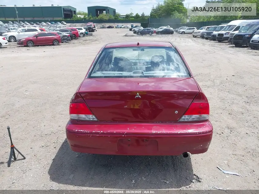 2003 Mitsubishi Lancer Es VIN: JA3AJ26E13U105920 Lot: 45202666