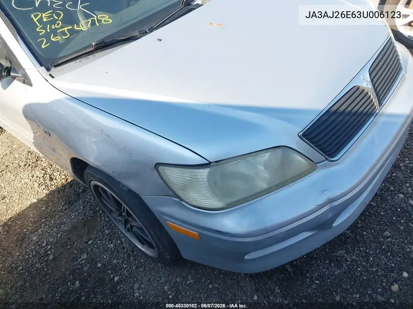 2003 Mitsubishi Lancer Es VIN: JA3AJ26E63U006123 Lot: 45330102