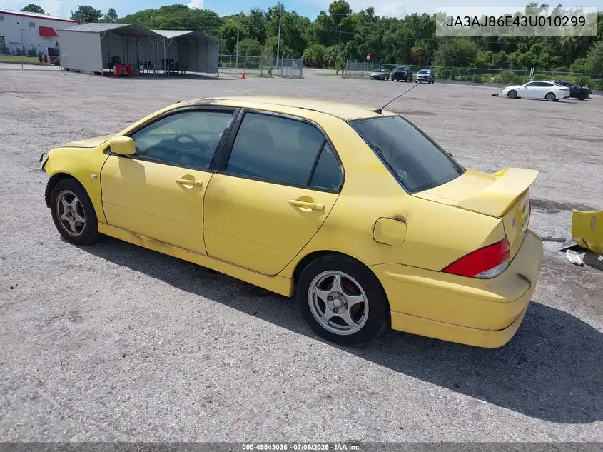 2003 Mitsubishi Lancer Oz Rally VIN: JA3AJ86E43U010299 Lot: 45543036