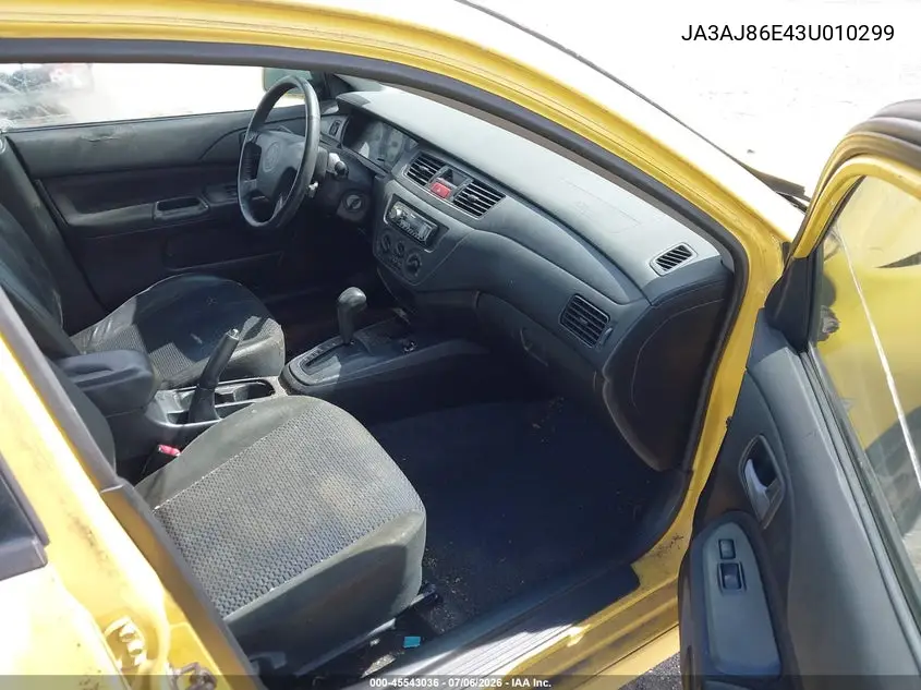 2003 Mitsubishi Lancer Oz Rally VIN: JA3AJ86E43U010299 Lot: 45543036