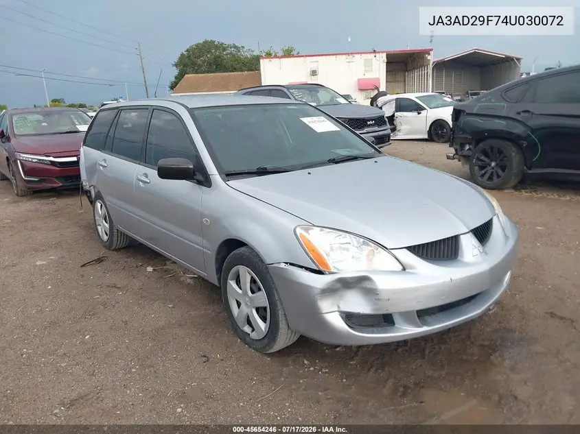 2004 Mitsubishi Lancer Sportback Ls VIN: JA3AD29F74U030072 Lot: 45654246