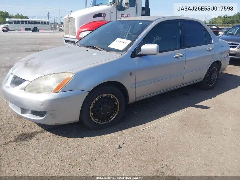 2005 Mitsubishi Lancer Es VIN: JA3AJ26E55U017598 Lot: 45450812
