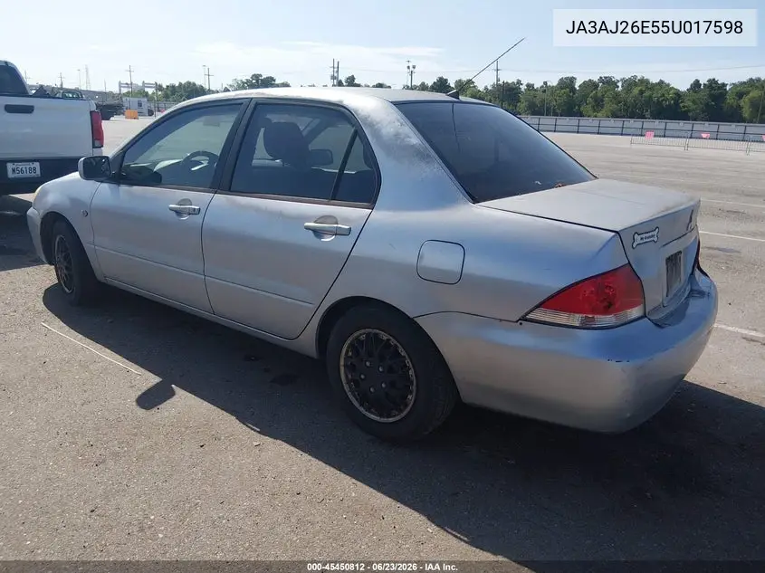 2005 Mitsubishi Lancer Es VIN: JA3AJ26E55U017598 Lot: 45450812