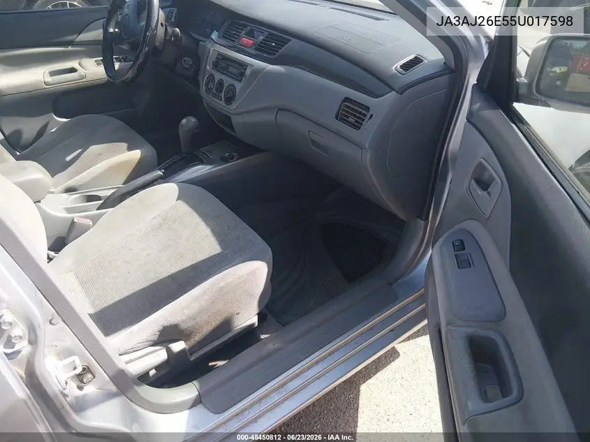 2005 Mitsubishi Lancer Es VIN: JA3AJ26E55U017598 Lot: 45450812