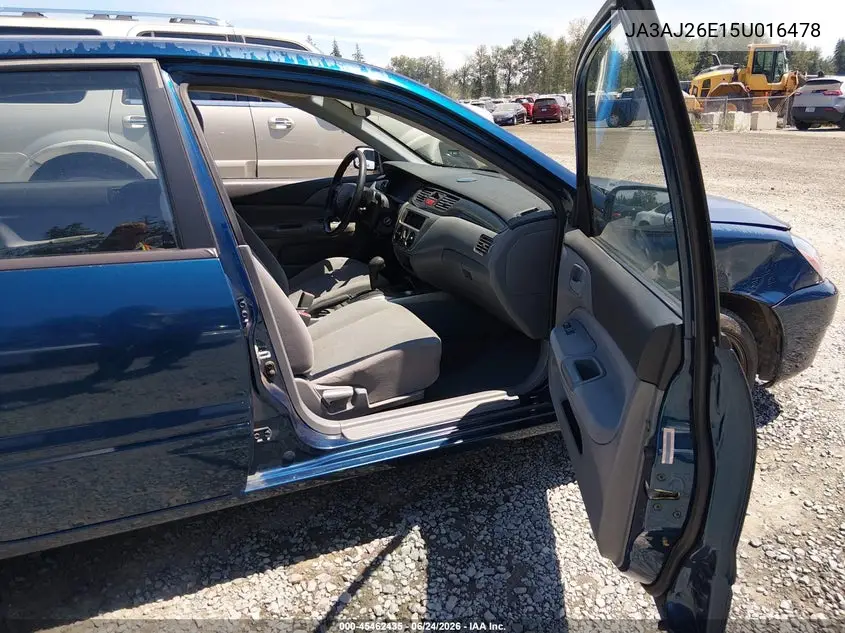 2005 Mitsubishi Lancer Es VIN: JA3AJ26E15U016478 Lot: 45462435