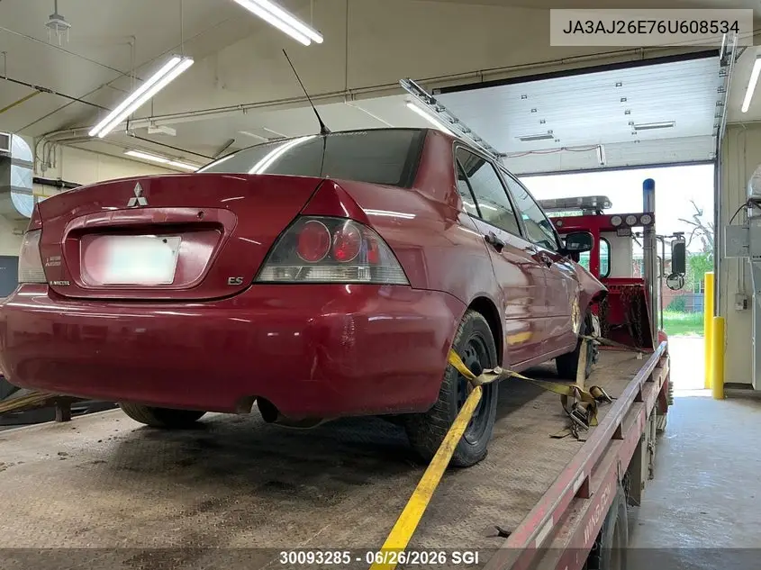 2006 Mitsubishi Lancer Es/Se VIN: JA3AJ26E76U608534 Lot: 30093285