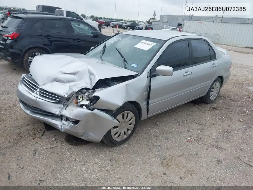 2006 Mitsubishi Lancer Es/Se VIN: JA3AJ26E86U072385 Lot: 45313854