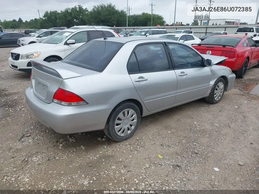2006 Mitsubishi Lancer Es/Se VIN: JA3AJ26E86U072385 Lot: 45313854