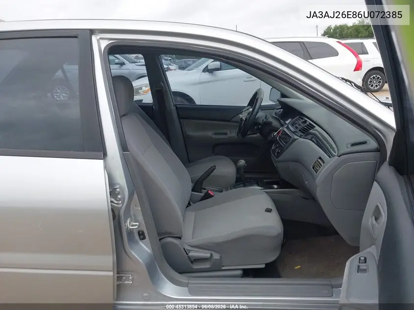 2006 Mitsubishi Lancer Es/Se VIN: JA3AJ26E86U072385 Lot: 45313854