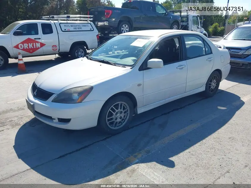 2006 Mitsubishi Lancer Oz Rally VIN: JA3AJ86E56U047351 Lot: 45414746