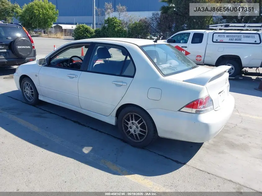 2006 Mitsubishi Lancer Oz Rally VIN: JA3AJ86E56U047351 Lot: 45414746