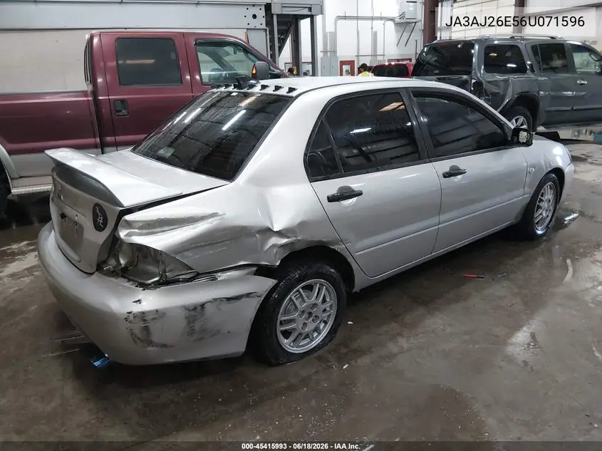2006 Mitsubishi Lancer Es/Se VIN: JA3AJ26E56U071596 Lot: 45415993