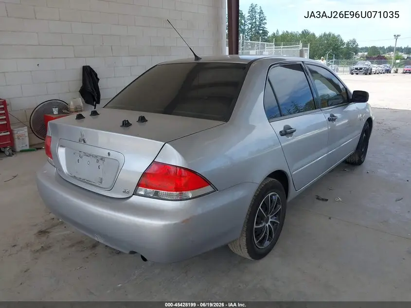 2006 Mitsubishi Lancer Es/Se VIN: JA3AJ26E96U071035 Lot: 45428199