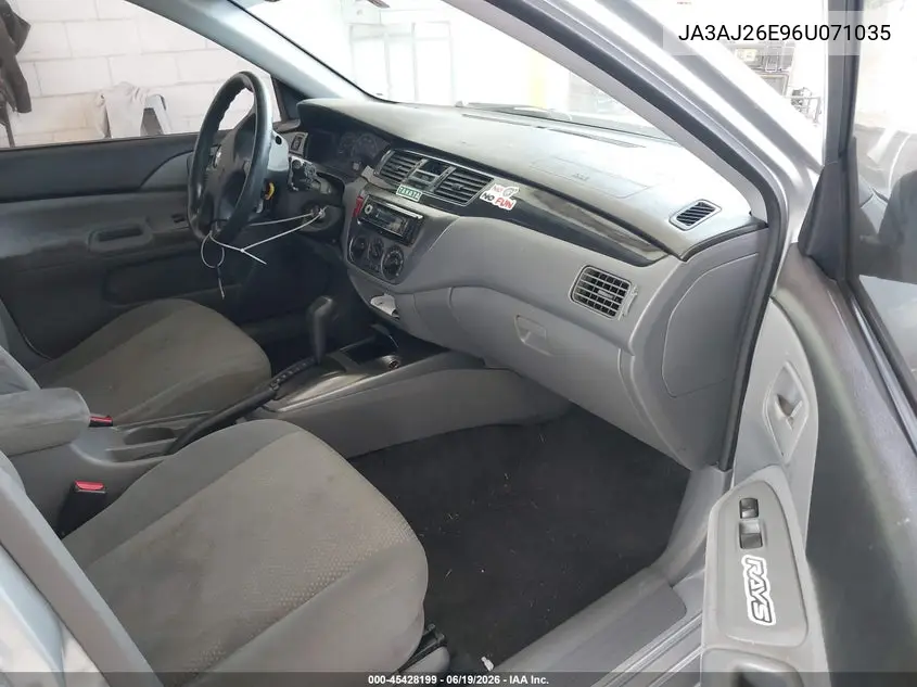 2006 Mitsubishi Lancer Es/Se VIN: JA3AJ26E96U071035 Lot: 45428199