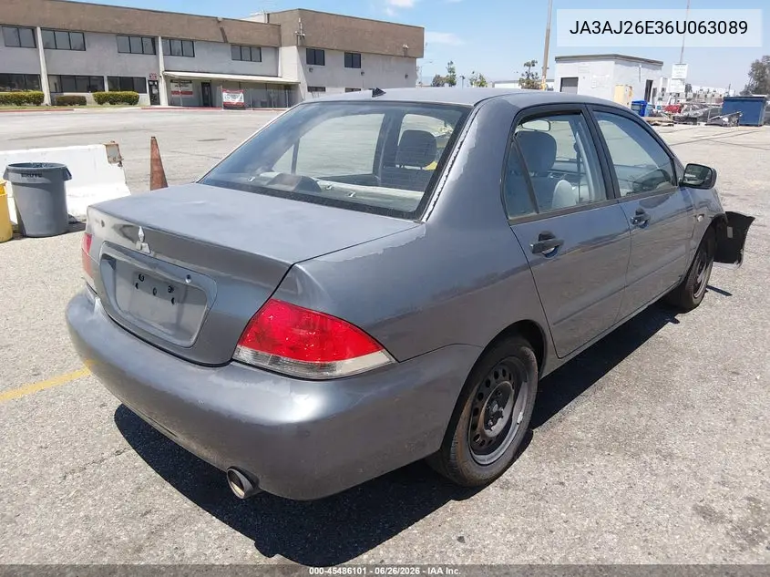 2006 Mitsubishi Lancer Es/Se VIN: JA3AJ26E36U063089 Lot: 45486101