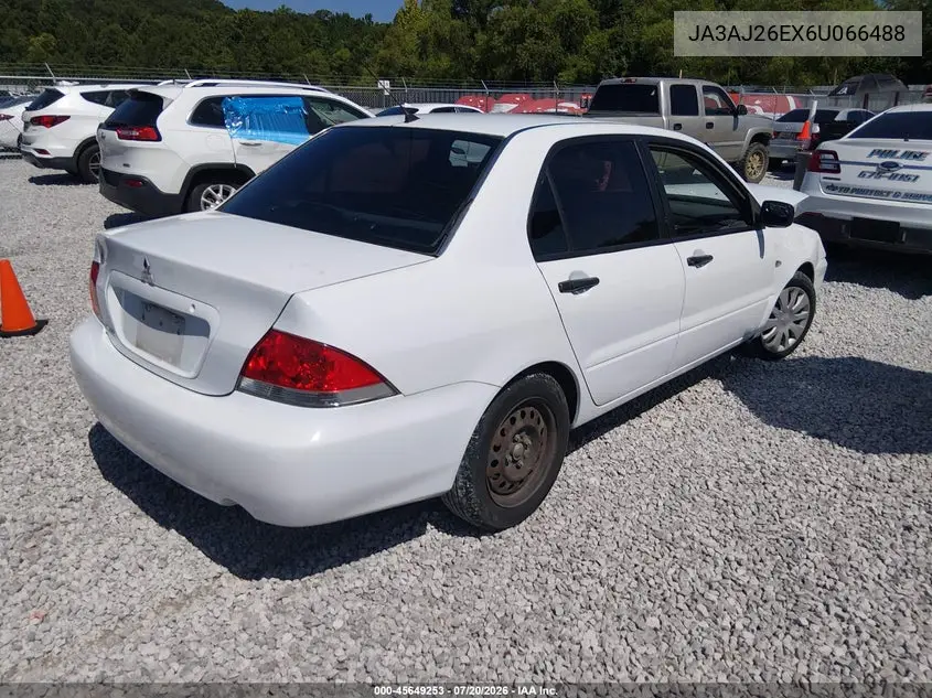 2006 Mitsubishi Lancer Es/Se VIN: JA3AJ26EX6U066488 Lot: 45649253