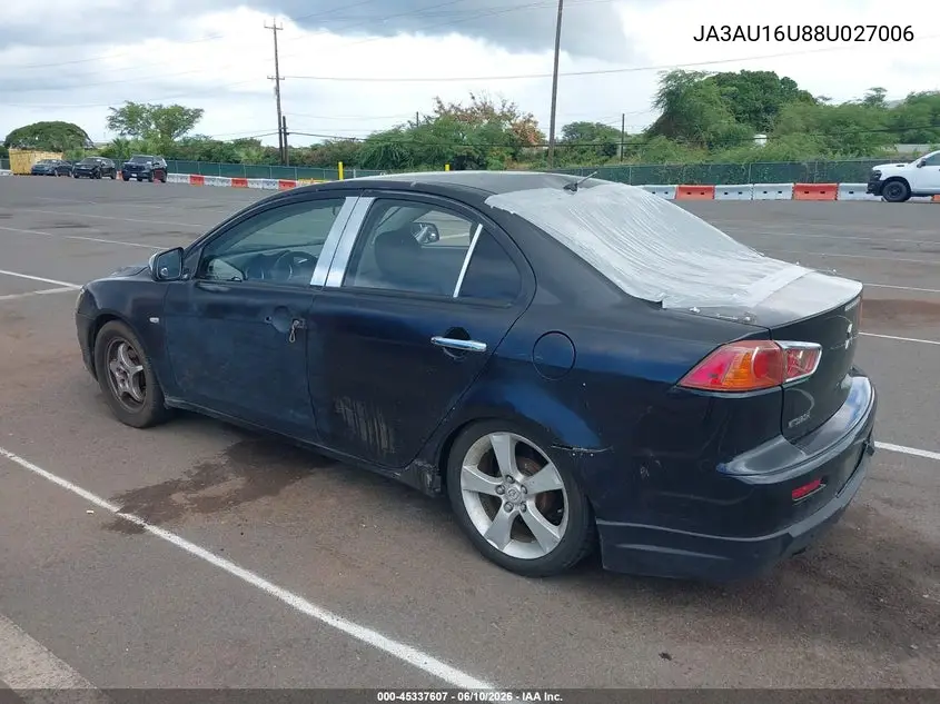 2008 Mitsubishi Lancer De VIN: JA3AU16U88U027006 Lot: 45337607